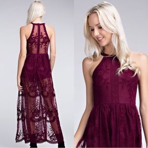 Honey punch burgundy lace dress